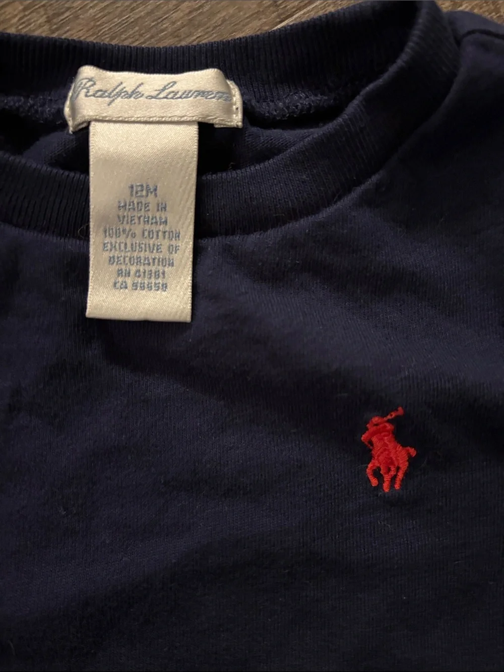 Ralph Lauren Navy Crewneck with Red Polo Emblem